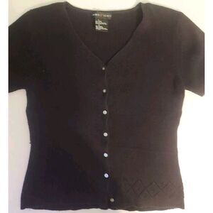 Jamie‎ Scott Button Down Short Sleeve Black  Sweater L